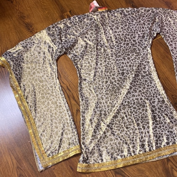 🌷 Beautiful 🌷 Extravagant Bell Sleeve Gold Sequin Leopard Dress From Egypt NWT - Picture 10 of 12